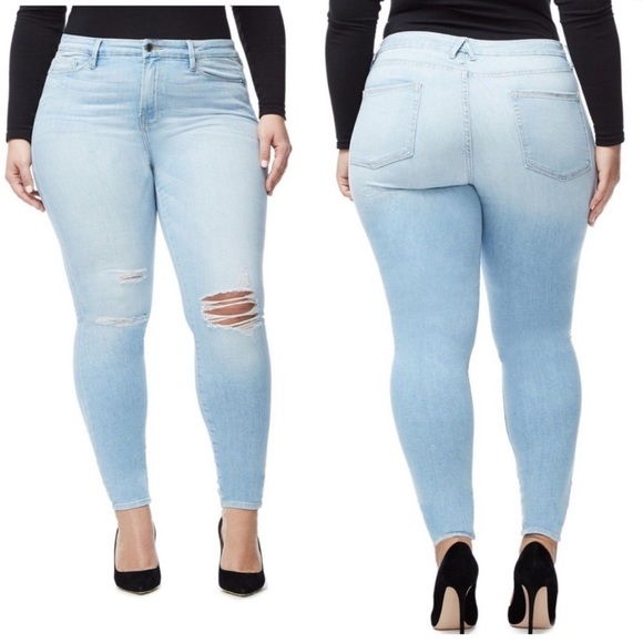Good American Denim - Good American Good Legs Crop Blue020 Distressed High Rise Skinny Jeans Pants 14